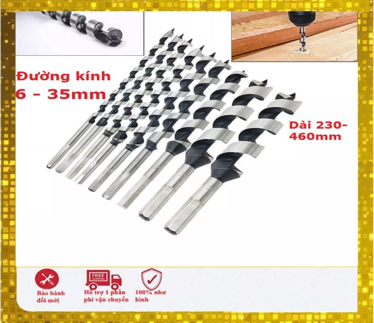 Mũi khoan gỗ xoắn ốc đường kính từ 6 đến 35mm,dài từ 230 đến 460mm
