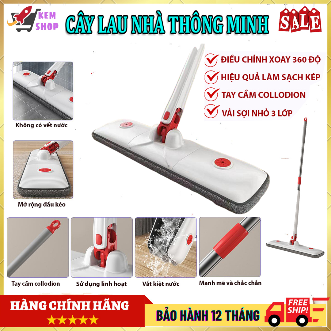 Chổi lau nhà tự vắt xoay 360 độ, Cây lau nhà thông minh giúp lau sạch mọi bụi bẩn bám trên trần nhà tường nhà sàn nhà, chổi lau nhà thông minh, cây lau sàn nhà, chôi lau nhà, Cây lau tường, cây phất trần, cây lau kính, cay lau nha