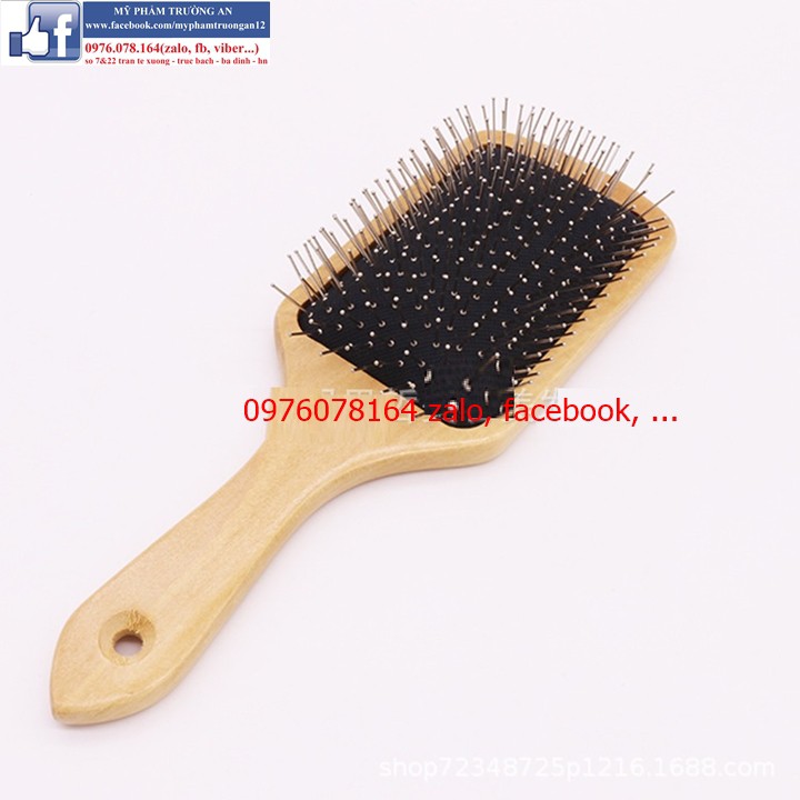 Lược massage đầu - lược gỗ gỡ rối răng inox cao cấp