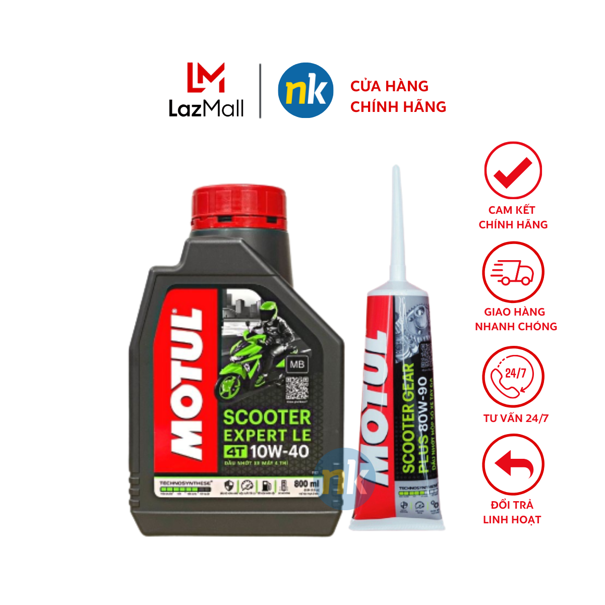 [Mẫu Mới] Nhớt MOTUL xe tay ga Scooter Expert LE 10W40 800ml tặng nhớt hộp số Motul Gear Oil 80W90