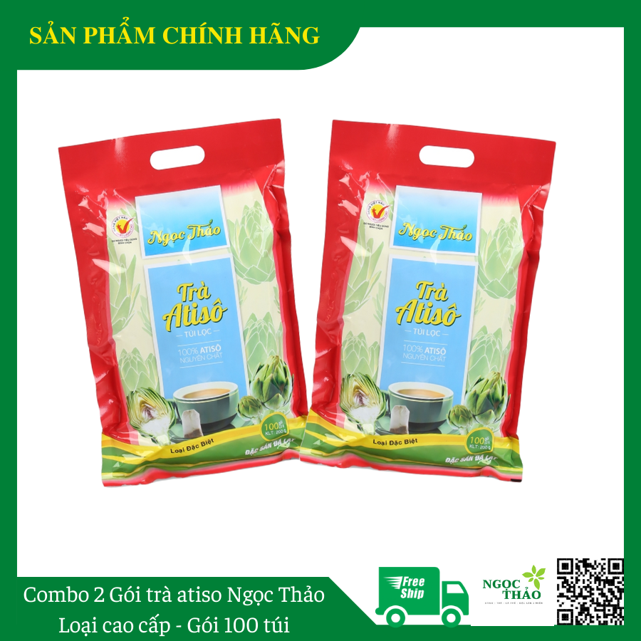 [FREE] Bộ 2 gói trà Atiso Ngọc Thảo 100 túi lọc - Loại cao cấp - Thanh nhiệt, giải độc gan, đẹp da - Đặc sản Đà Lạt