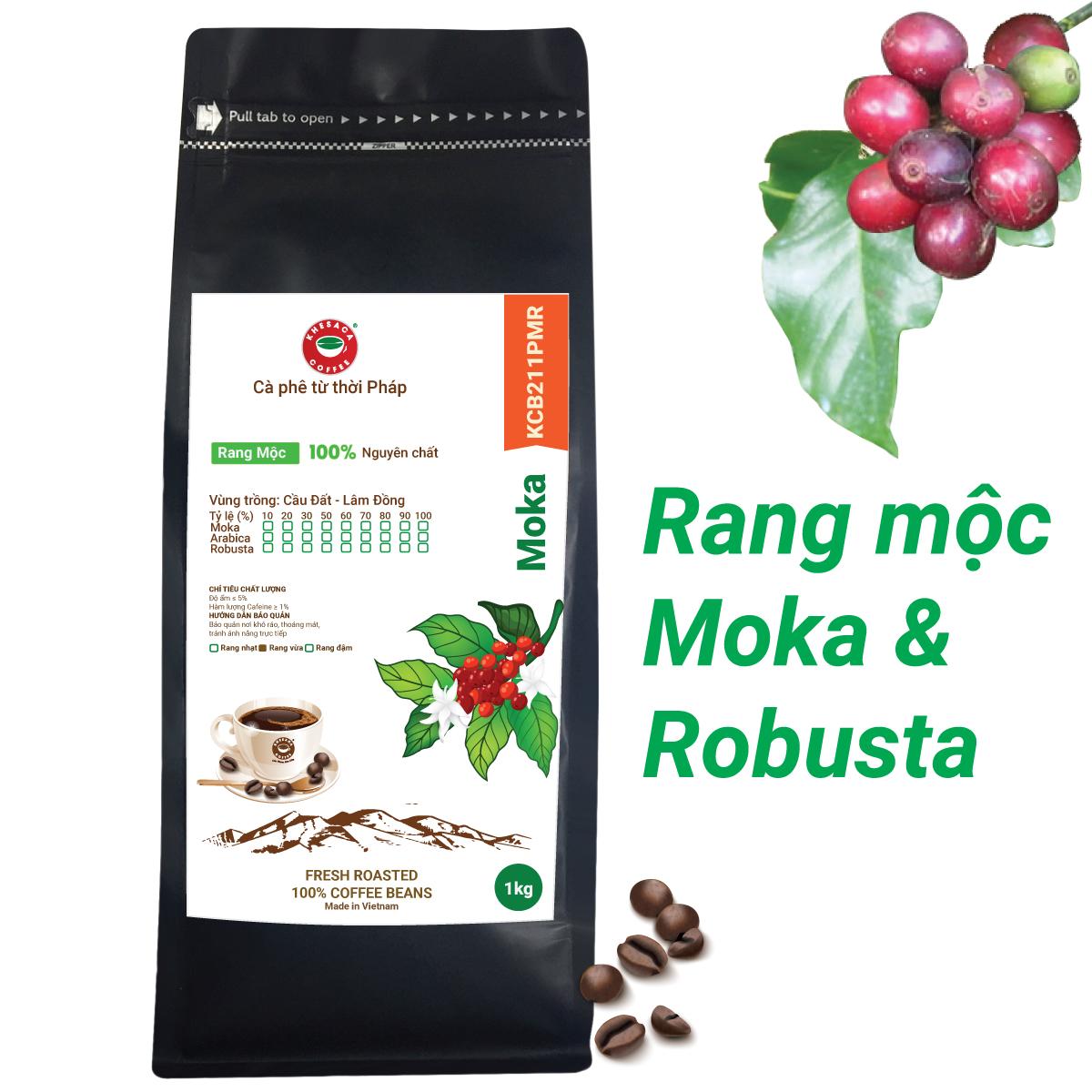 Cafe Cầu Đất - Đắk Lắk. loại bột Khesaca Coffee nguyên chất Moka & Robusta - Túi 1kg