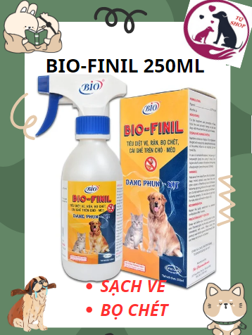 [HCM] Xịt sạch ve ghẻ bọ chét cái rận cho chó mèo BIO-FINIL 250ML. Chó mèo nhiễm ve bọ chét