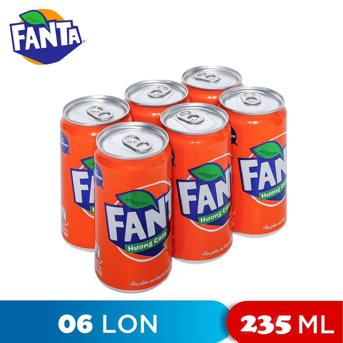 Lốc 6 lon nước ngọt hương cam fanta 235ml