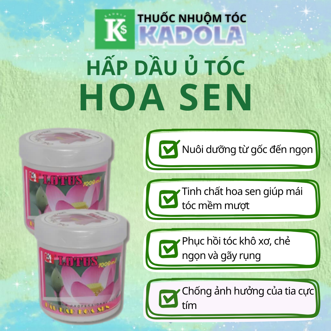 Hấp dầu Ủ tóc Hoa sen LOTUS LK 1000ml | Thuốc nhuộm tóc Kadola