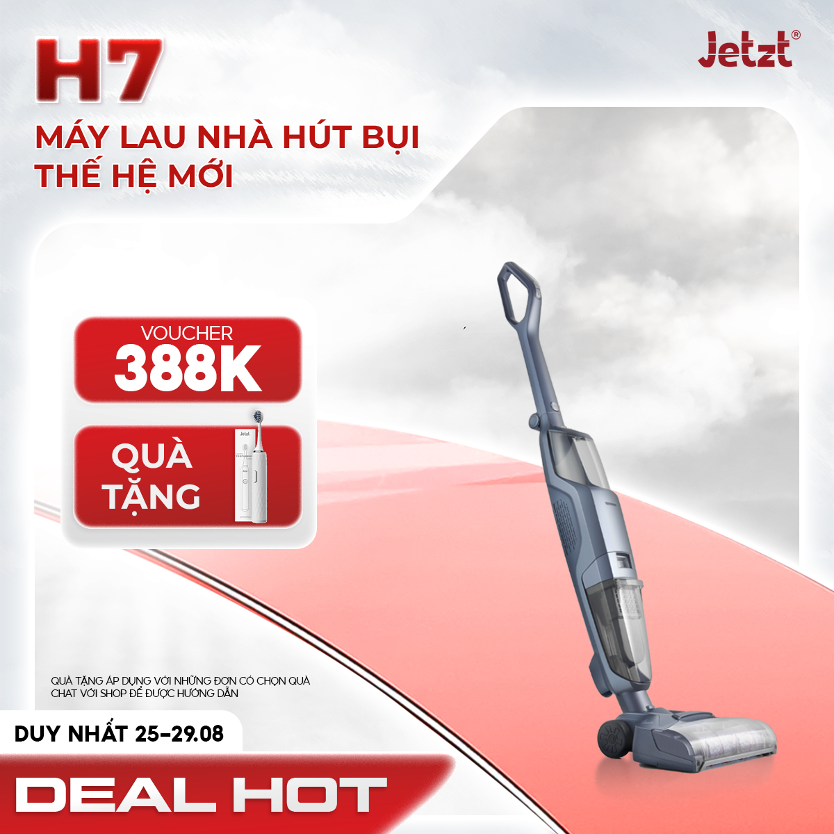 Máy lau sàn hút bụi trọng lượng siêu nhẹ JETZT H7