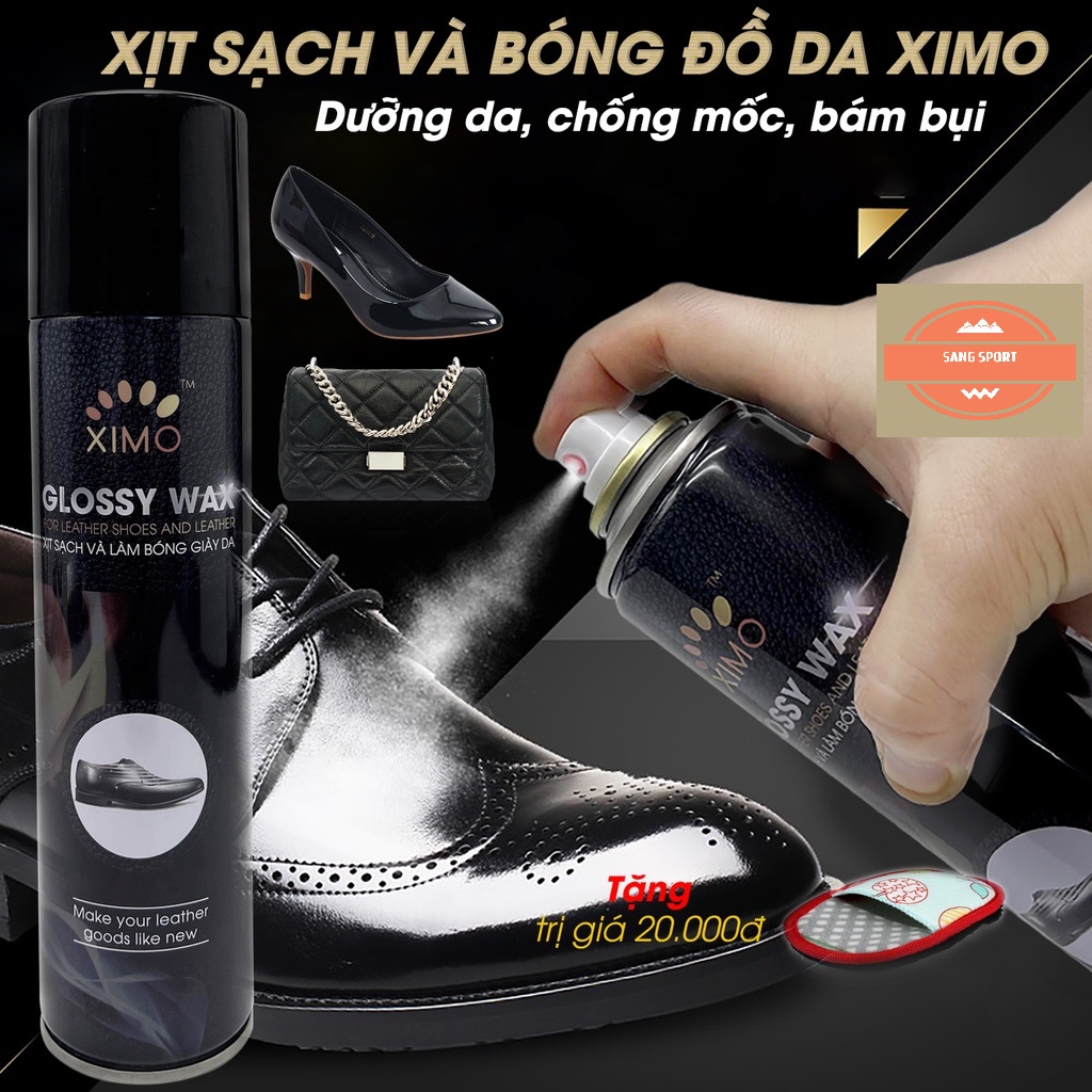 Chai xịt sạch và làm bóng giày đồ da, túi ví, áo, ghế da giúp vệ sinh, dưỡng ẩm chống mốc XIMO