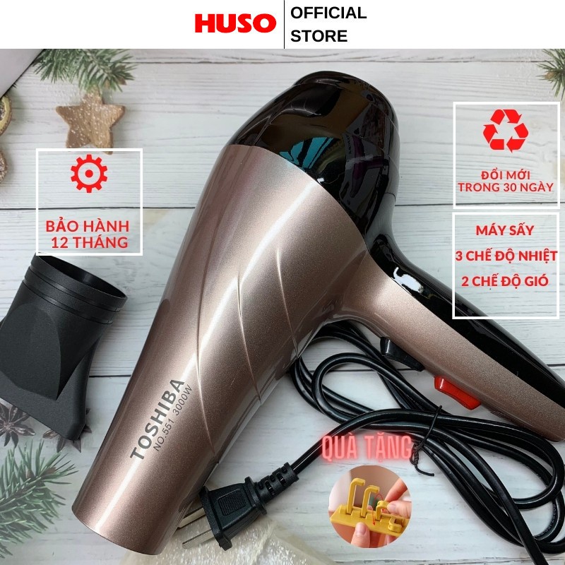 Máy Sây Tóc TÓSHIBA 551 Hai Chiều (Siêu Cấp 3000W ) 3 chế độ nhiệt, tặng kèm đầu thổi -Bảo Hành 12 tháng