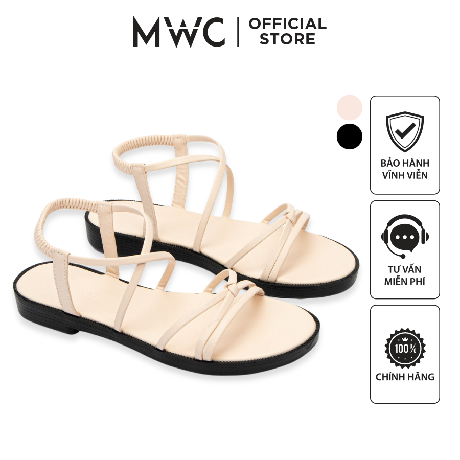 Giày mwc 2848 - giày sandal đế bệt, giày sandal quai dây cách điệu đế bệt hot trend
