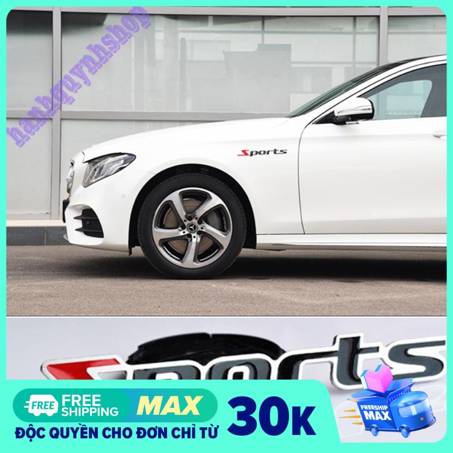 Tem Chữ Sports 3D Thể Thao Hợp Kim Nhôm Dán Ô Tô Xe Hơi