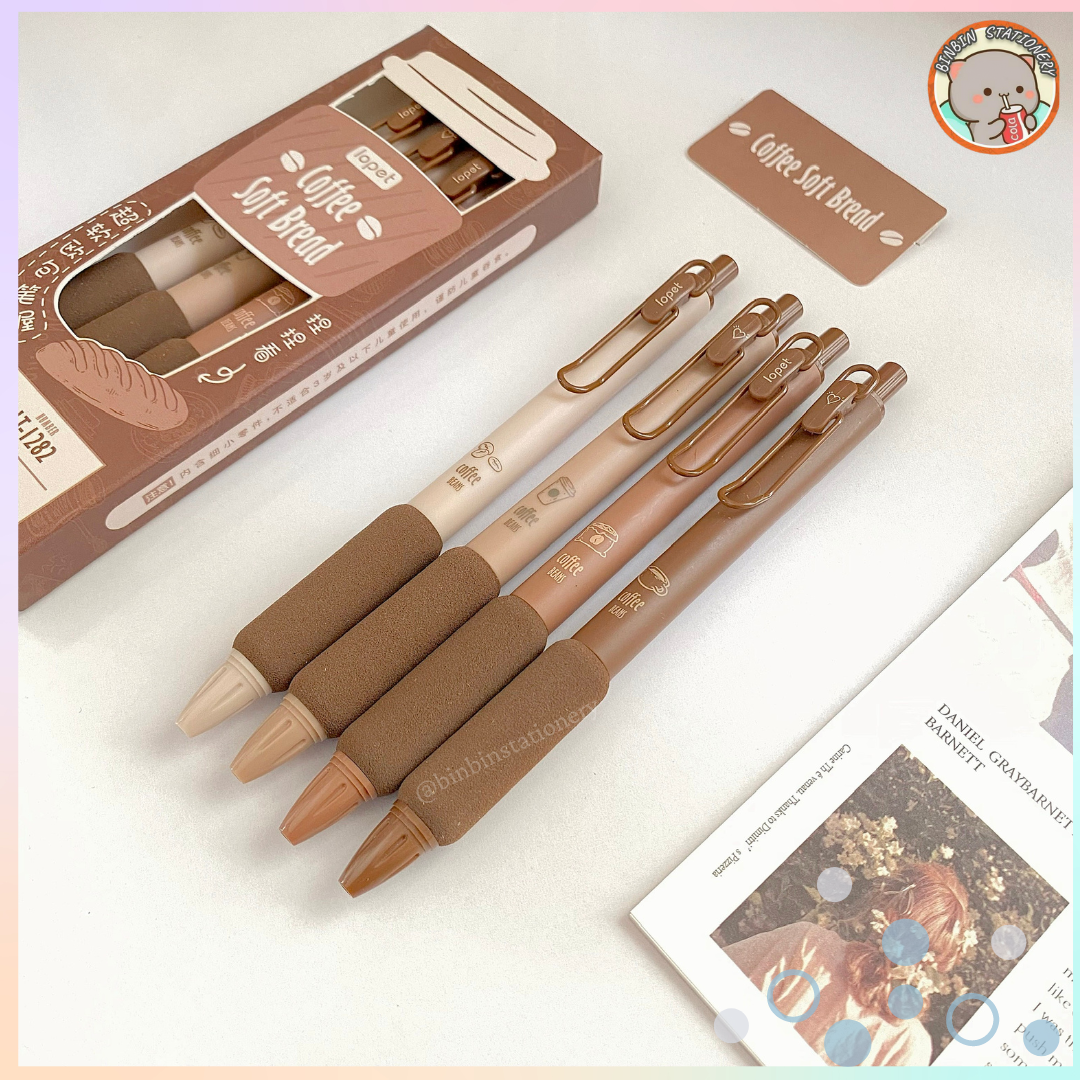 Bút gel lopet coffee đệm tay bông siêu êm, mực đen, ngòi kim 0.5 mm lt - 1281
