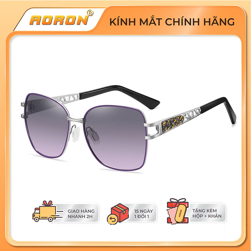 Mắt Kính Nữ, Kính Mát Nữ Gọng Vuông, Kính Chống Tia UV Chất Liệu Hợp Kim Cao Cấp AK046 - Aoron