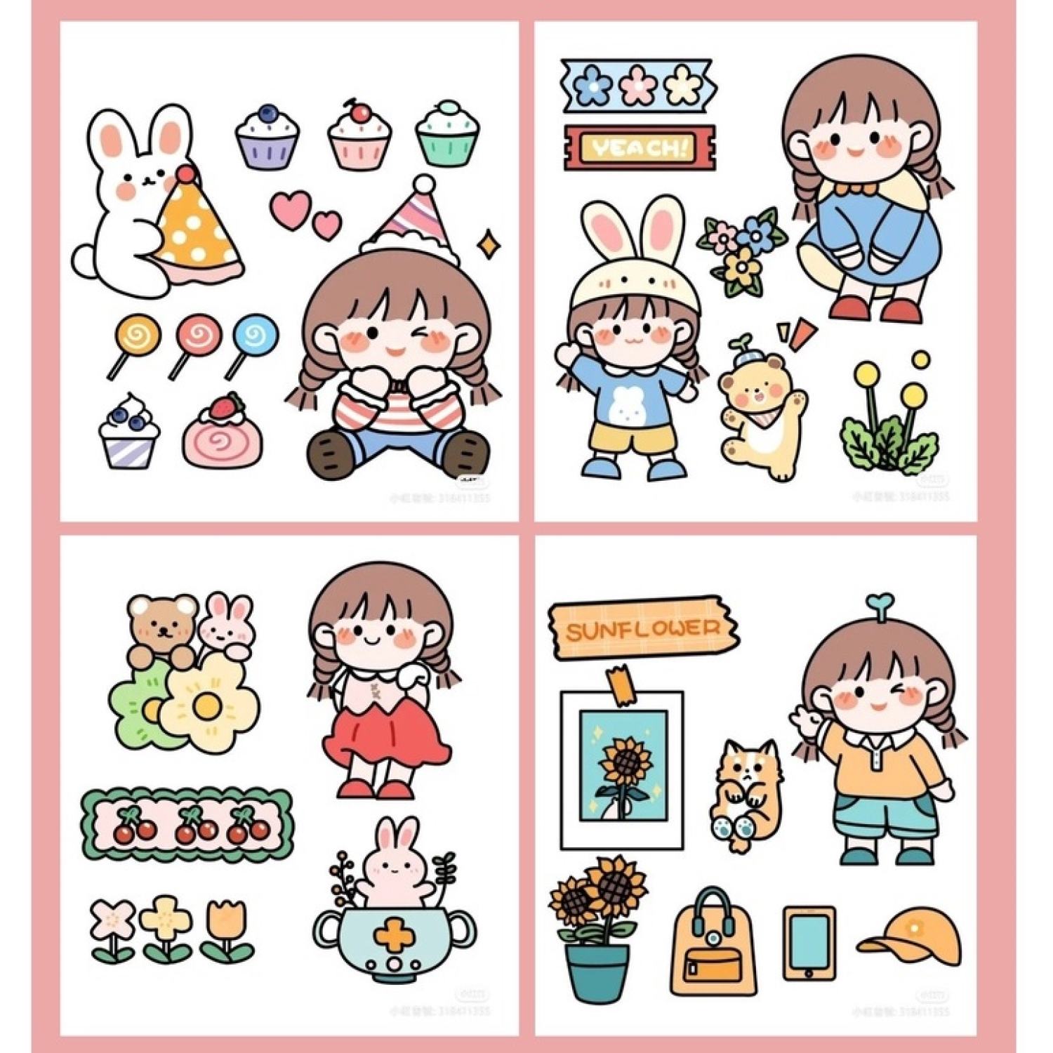 Sticker cute girl trang trí tặng kèm 3 sticker yellow girl khi mua trên 2 SET