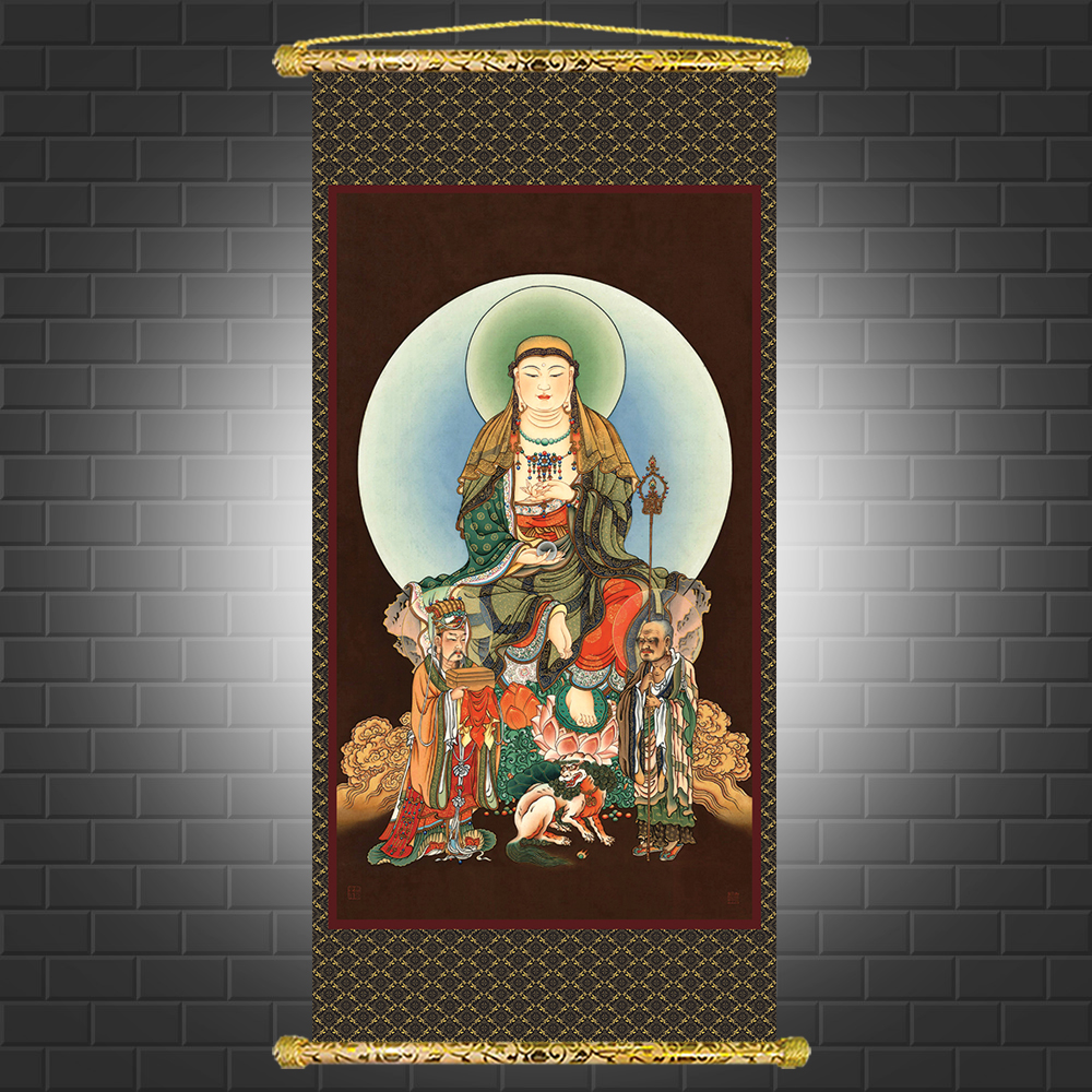 [HCM]Tranh Liễn Phật Giáo - Địa Tạng Vương Mục Kiền Liên Bồ Tát  KT 40x80 cm – Vải canvas cao cấp nẹp sáo gỗ tự nhiên nhiều mẫu thiết kế