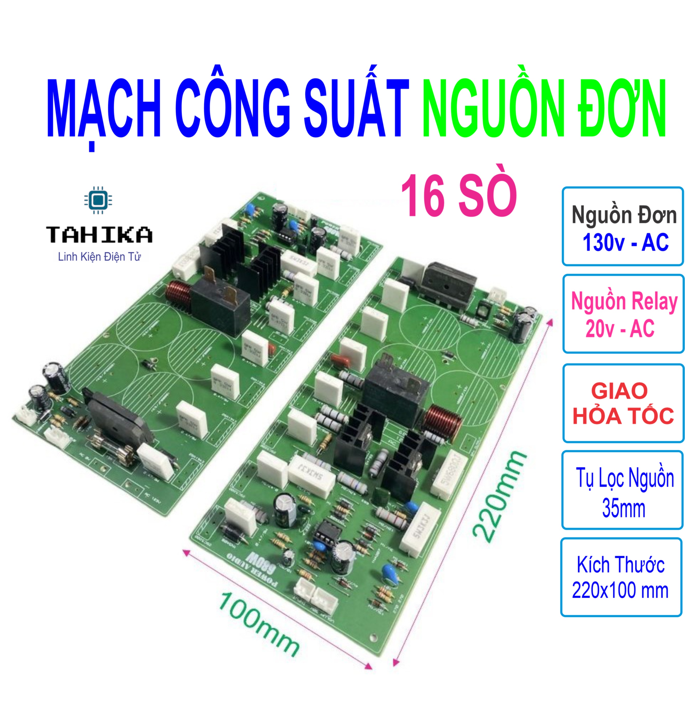 Mạch công suất nguồn đơn 105vac ~ 125vac 16 sò - linh kiện điện tử tahika