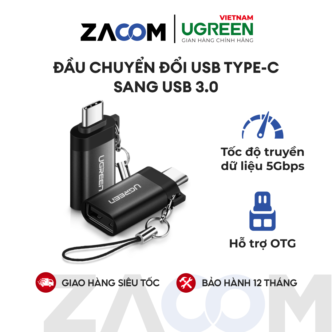 Đầu chuyển đổi usb type-c sang usb 3.0 ugreen us270 50284
