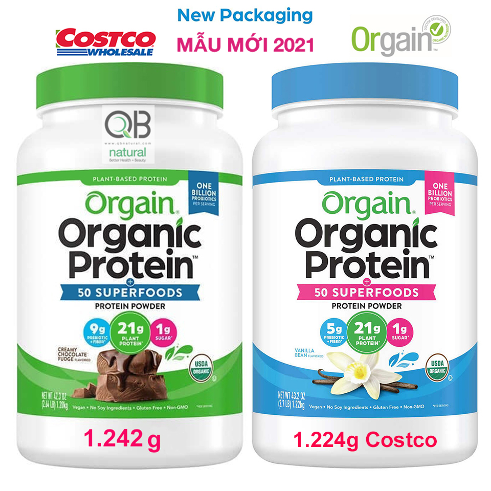 [HCM]Orgain Protein Bột Đạm hữu cơ Bột siêu thực phẩm Vanilla Bean Vegan Bơ sữa non Không Lactose không Biến đổi gen