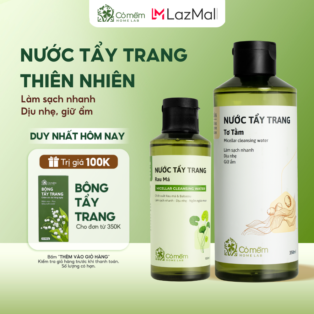 [TRỢ GIÁ 10%] Nước Tẩy Trang Và Làm Sạch Sâu Cho Da Mụn Da Khô Da Thường Da Dầu Nhạy Cảm An Toàn Từ Thiên Nhiên Cỏ Mềm