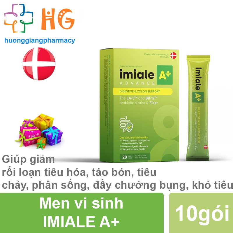 Men vi sinh IMIALE A hỗ trợ tiêu hóa đại tràng táo bón tiêu chảy Hộp 10 gói
