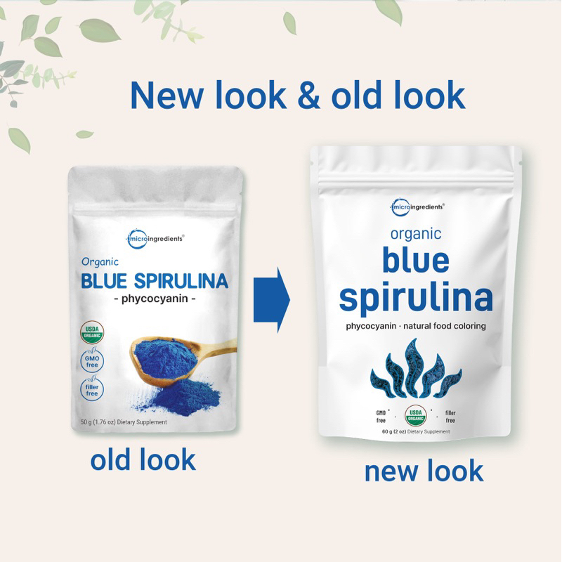 Bột tảo xoắn xanh hữu cơ Micro Ingredients Organic Blue Spirulina Powder 50g