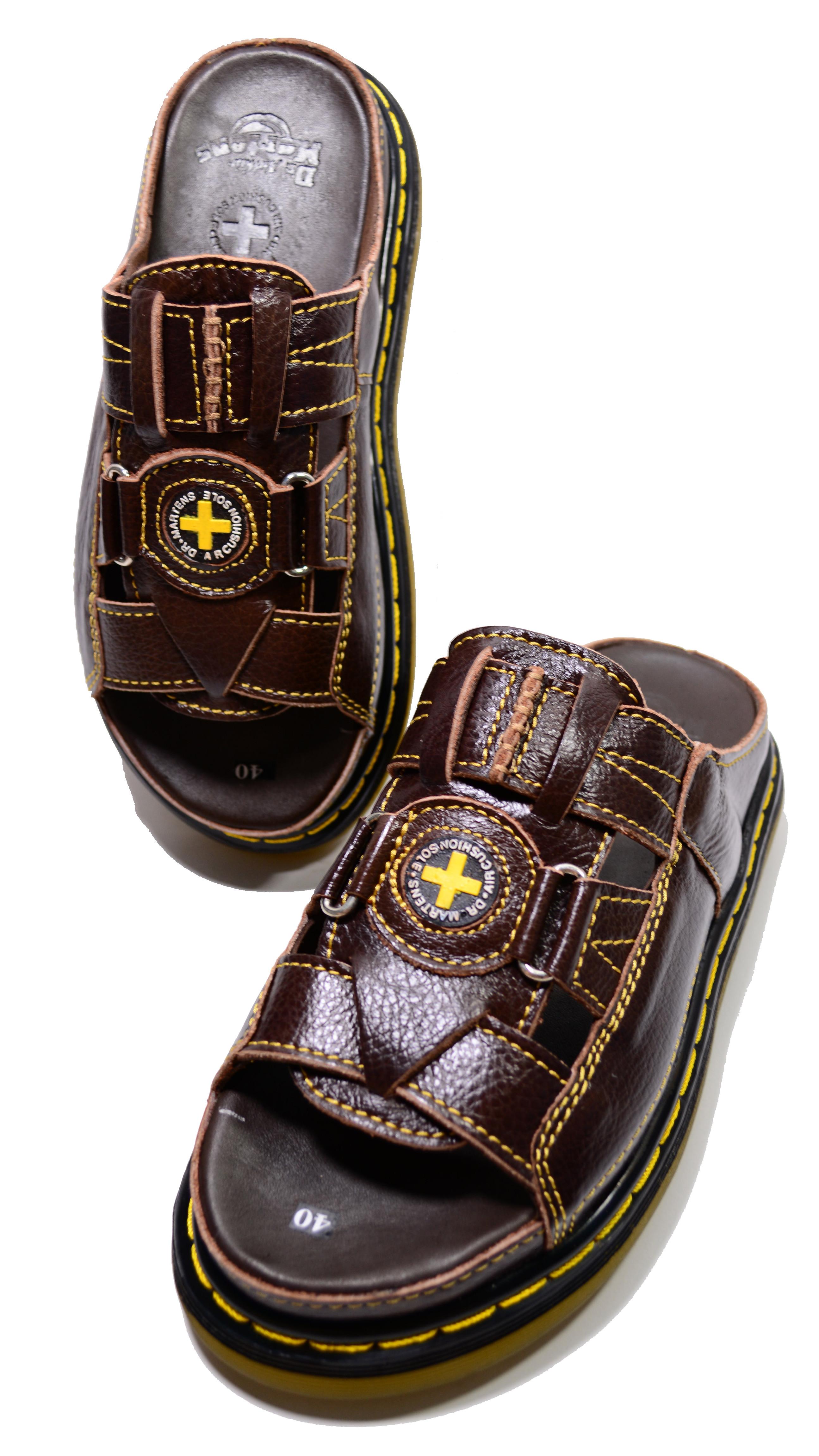 [HCM]Dép Nam Quai Ngang Doctor Dr.Martens Da Bò Cao Cấp Hàng VNSX - Đế Lót Da Bò - Mã D10