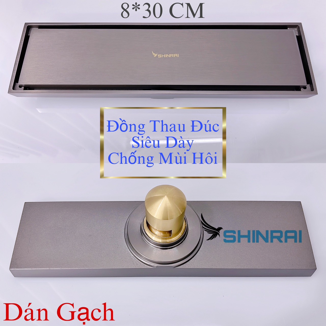 Ga thoát sàn dài , phễu thoát nước nhà tắm shinrai mạ crom bóng chống mùi hôi ts037