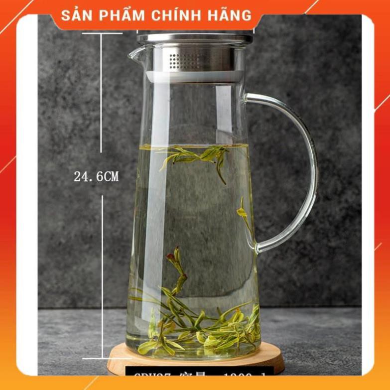Ấm pha trà Deli inox 1300ml,bình pha trà thủy tinh ,bình ủ trà cao cấp,bình đựng nước 1300ml