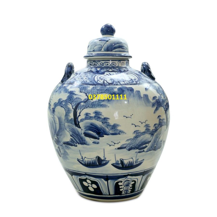 Vò sơn thủy men lam 10L