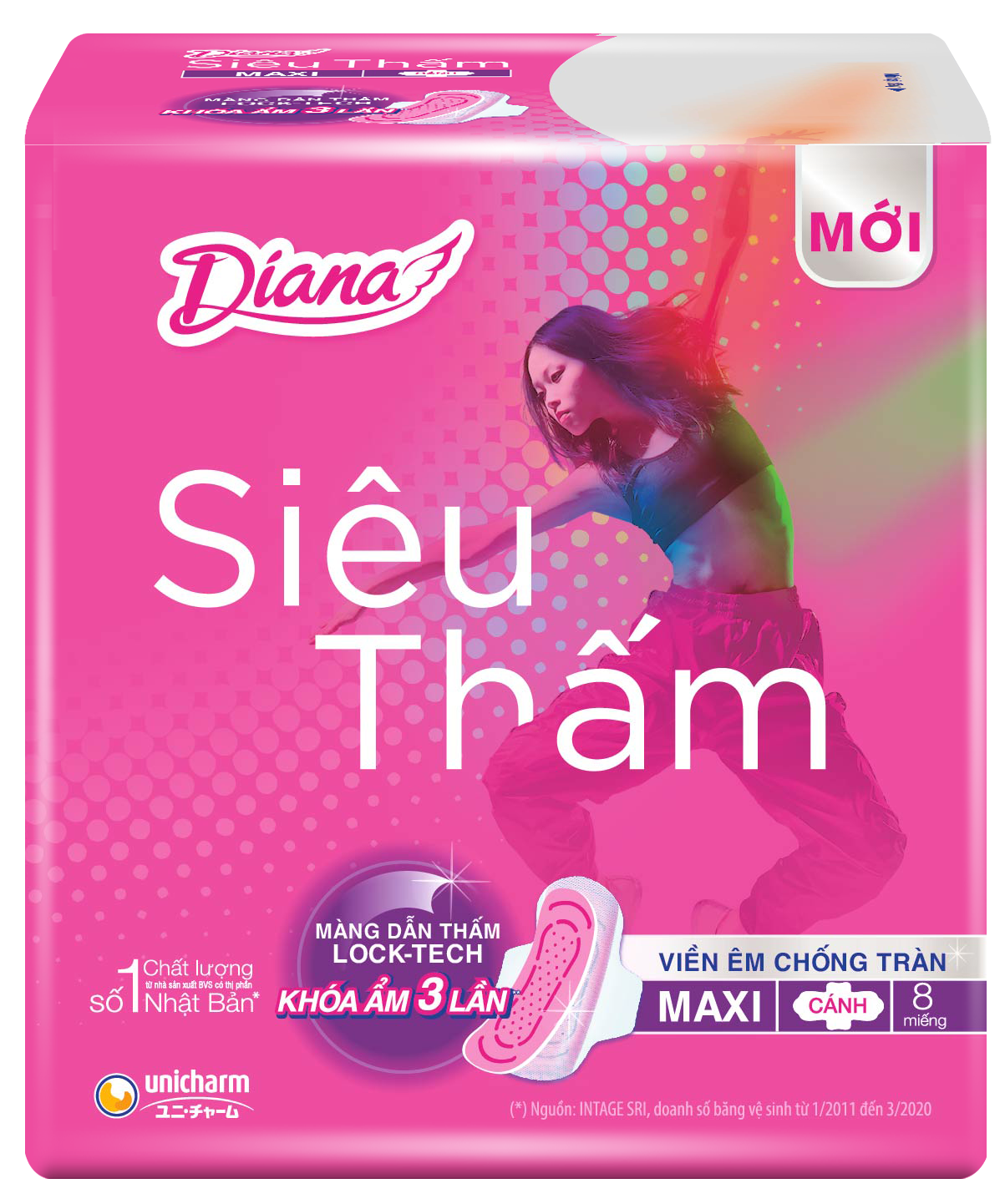 Bănng vệ sinh Diana cánh dày gói 8 miếng