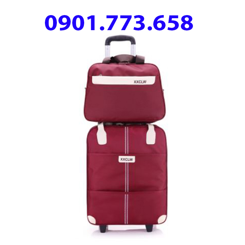 vali du lịch kéo tay kèm túi xách - Túi đựng hành lý có bánh xe - Vali du lịch tay kéo XXCLW size lớn 20inch 39x21 tặng kèm túi sách