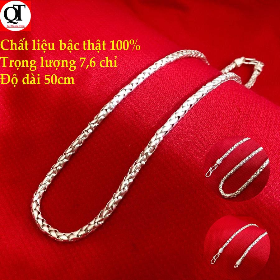 Vòng cổ nam Bạc Quang Thản - Dây chuyền nam chất liệu bạc thật 100% kiểu dây hình tròn trọng lượng 7,6 chỉ độ dài 50 - QTDCNA34(BẠC))