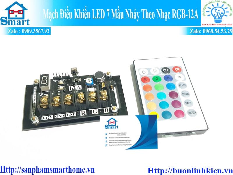 MẠCH ĐIỀU KHIỂN LED 7 MẦU NHÁY THEO NHẠC RGB-12A