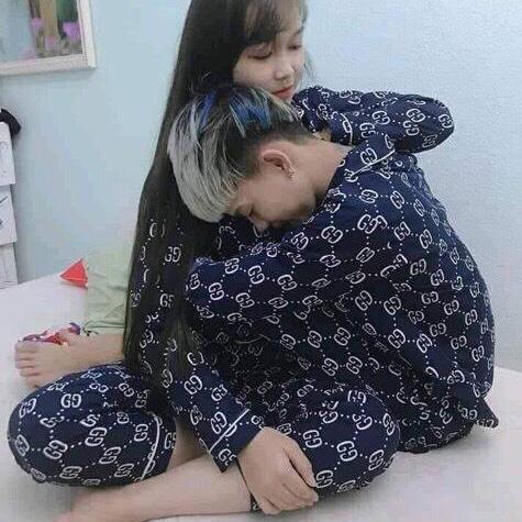 Bộ đồ ngủ nam nữ dài tay, đồ ngủ chất liệu kate thái