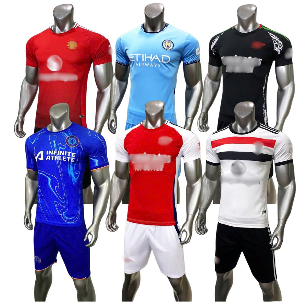 Bộ quần áo bóng đá đồ đá banh các câu lạc bộ ngoại hạng Anh 2024/25 Man City, MU, Arsenal, Chelsea vải thun lạnh mềm mịn co giãn tốt