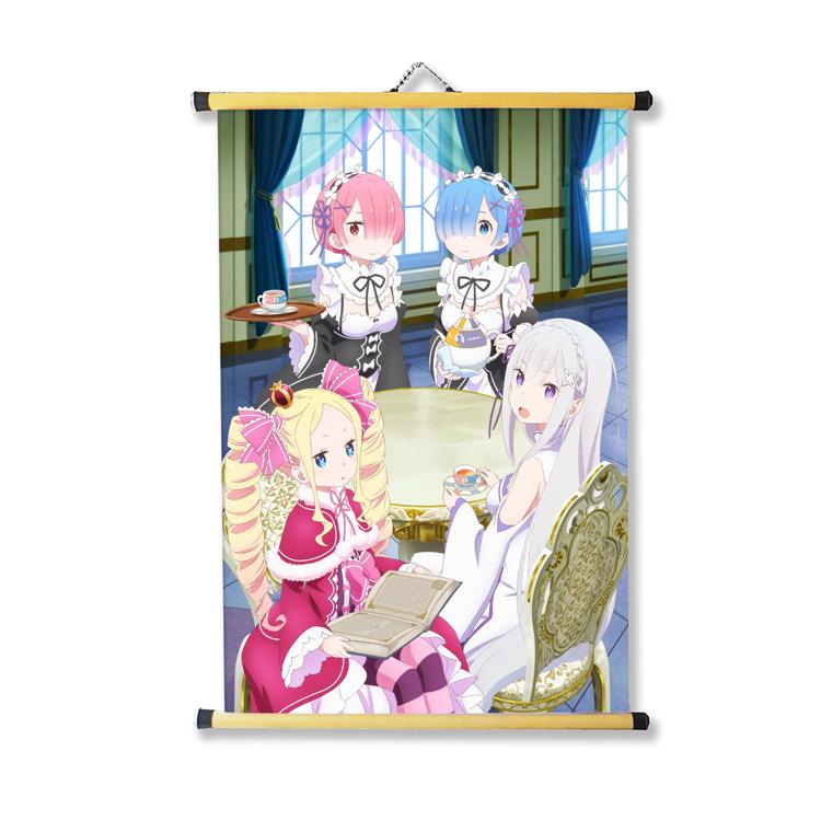 [HCM]Tranh Treo vải trang trí phòng 40x60cm hình Anime Re:Zero kara Hajimeru Isekai Seikatsu