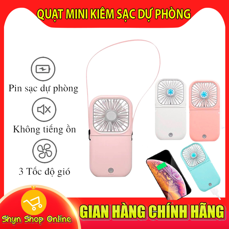 Quạt mini cầm tay đa năng kiêm sạc dự phòng 3000mAh, quạt tích điện mini 3 chế độ gió có thể đeo cổ hoặc gấp gọn tiện lợi - Quạt điện mini, quạt sạc điện mini, quạt để bàn văn phòng, quạt mini giá rẻ, quạt cầm tay mini sạc điện