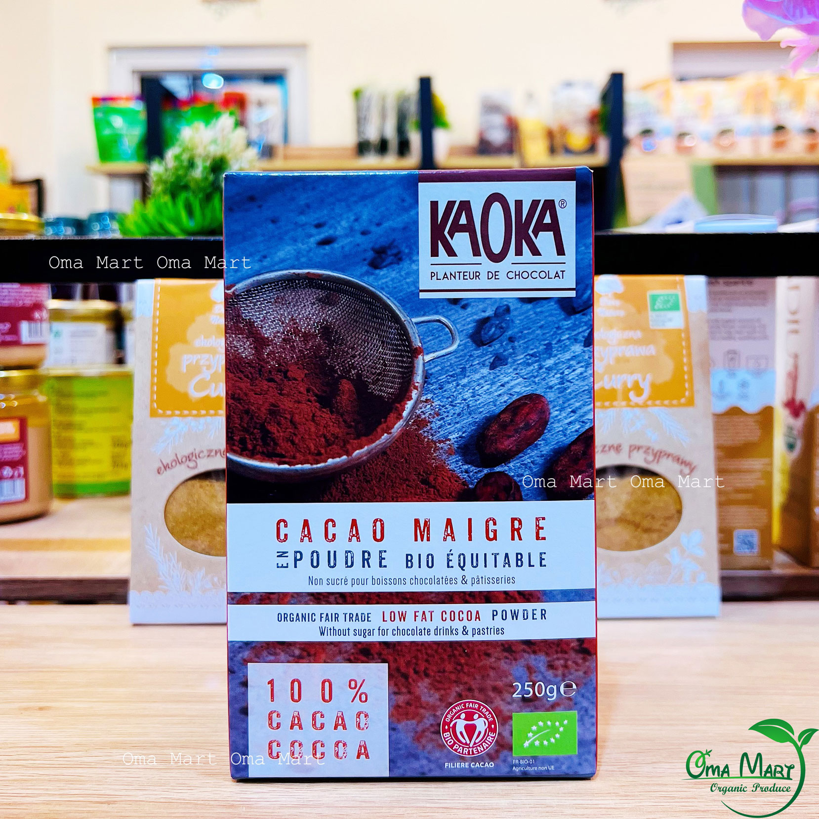 Bột cacao nguyên chất hữu cơ tách béo Kaoka 250g - Pháp