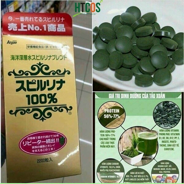 Tảo tem đỏ 2200v Nhật Bản, tảo xoắn nhật, tảo tem đỏ, Tảo xoắn Spirulina Nhật Bản