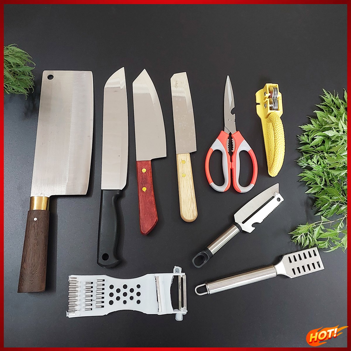 Bộ dao 9 món không gỉ cao cấp dao rèn thủ công