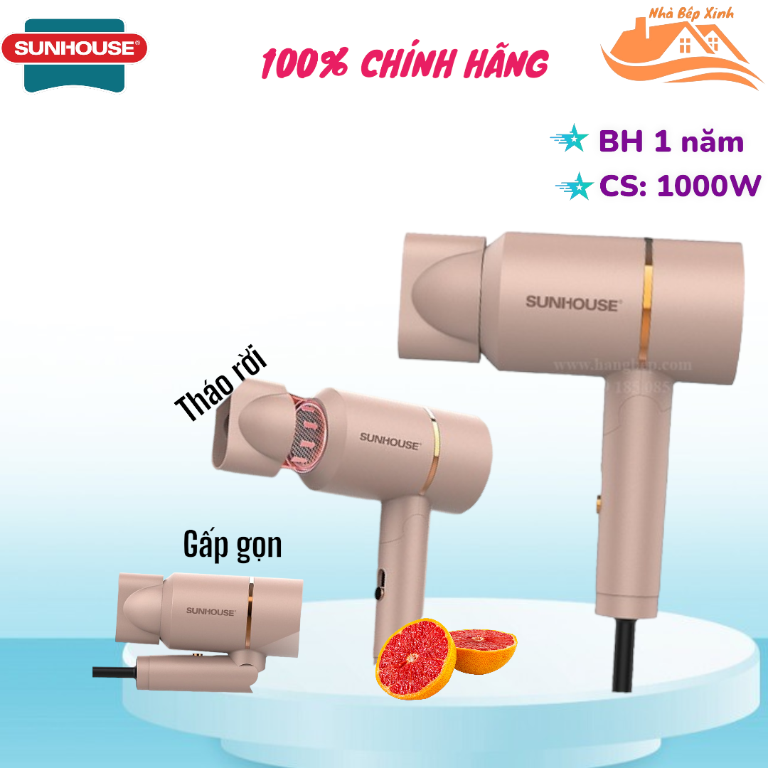 Máy sấy tóc sunhouse shd2313 thiết kế nhỏ gọn, công suất mạnh mẽ