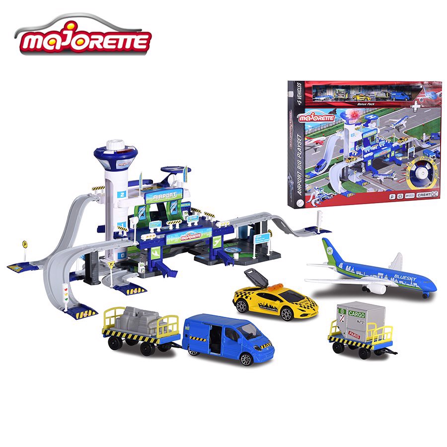 Bộ Đồ Chơi Mô Hình Sân Bay Majorette Creatix Airport Playset + 5 Vehicles