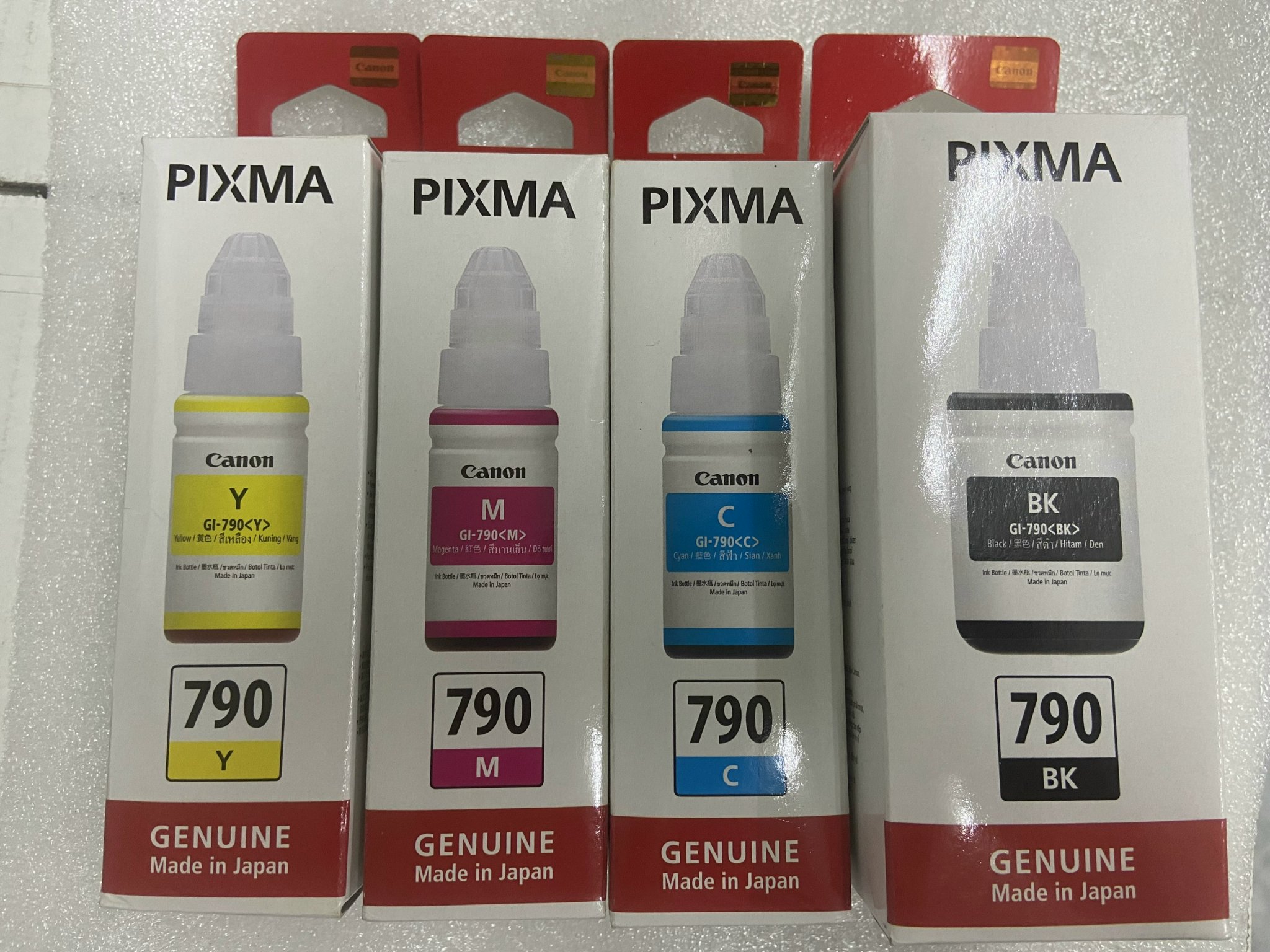 Combo 4 hộp mực in phun màu Canon GI-790 Bk,C, M,Y cho máy Canon G1000, G2000, G3000, G1010, G2010 - hàng chính hãng