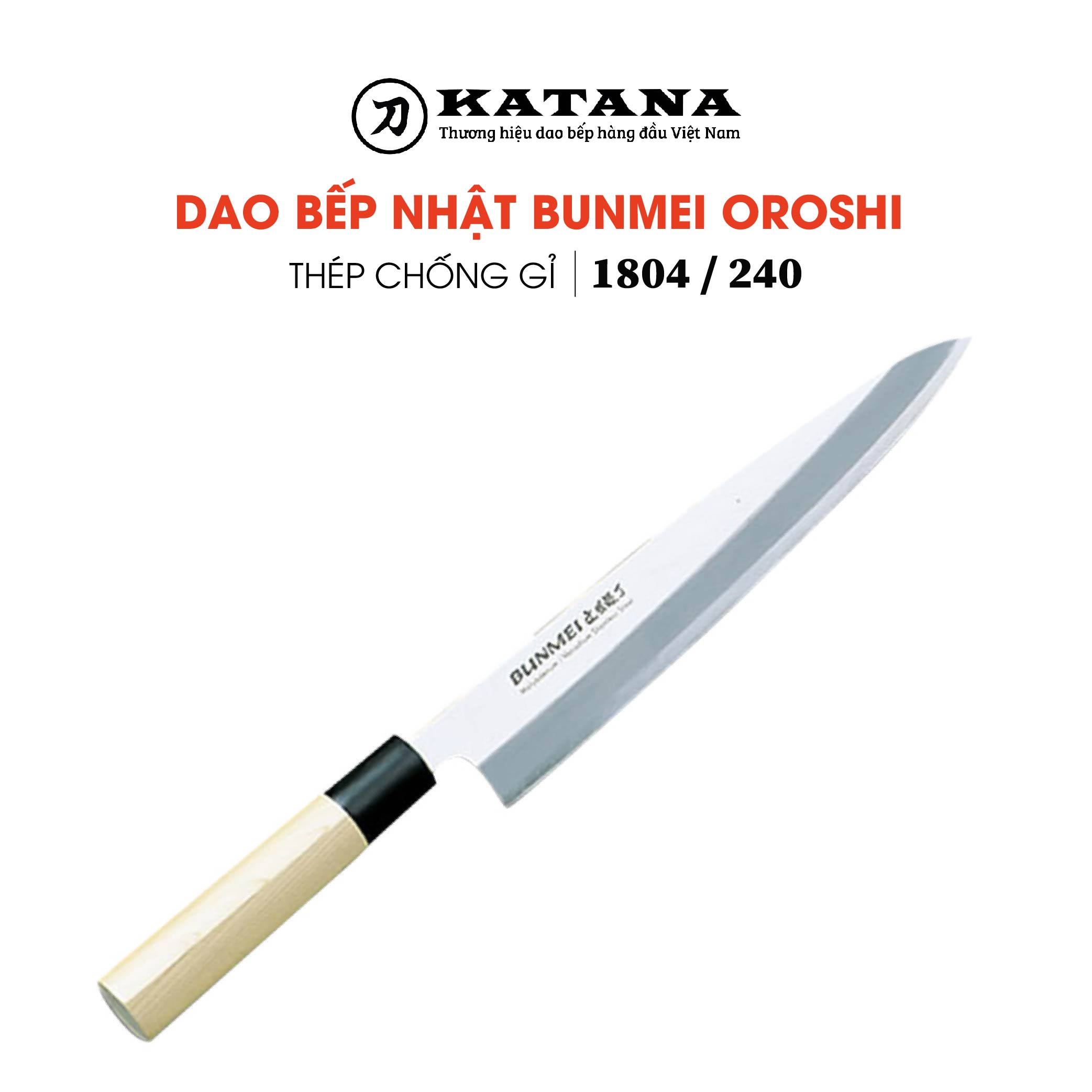 Dao bếp Nhật cao cấp BUNMEI Oroshi tay phải