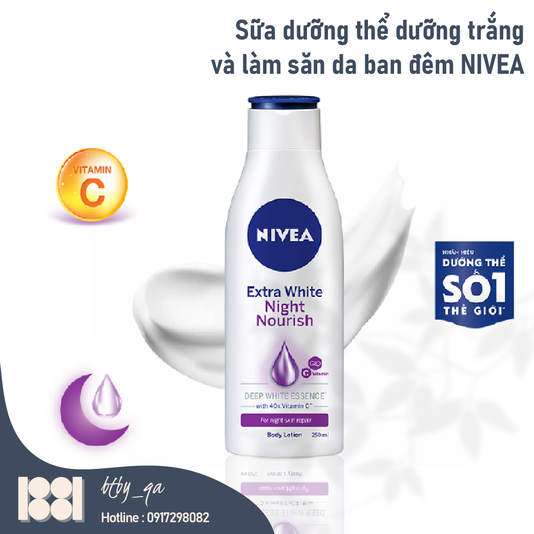 Sữa dưỡng thể săn chắc, dưỡng trắng, chống lão hóa ban đêm Nivea