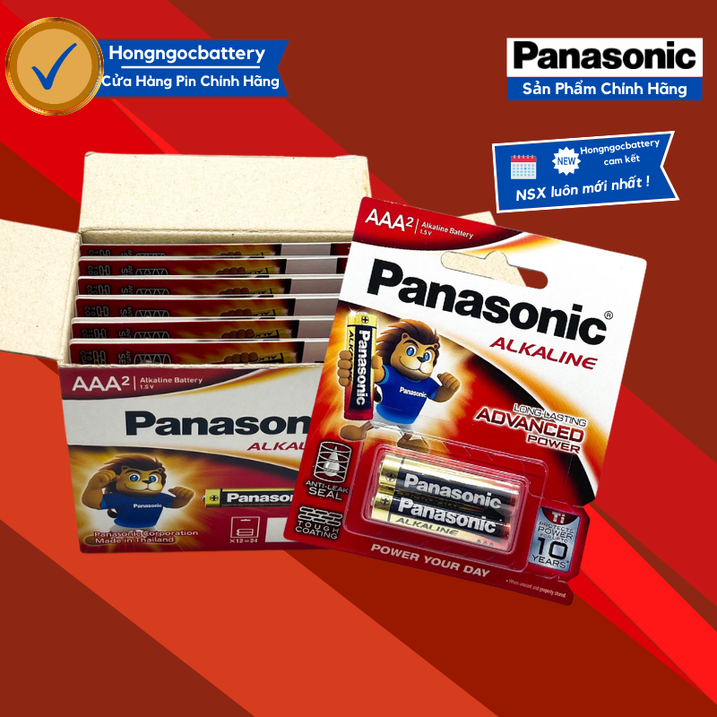 Hộp 24 Viên Pin AAA 1.5V Panasonic Alkaline LR03T/2B - Hàng chính hãng