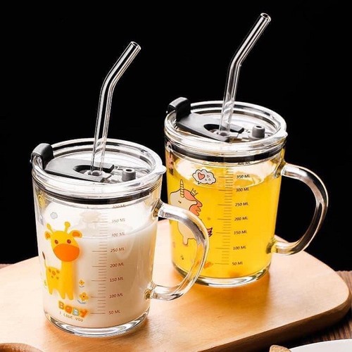 Cốc thuỷ tinh 400ml tặng kèm ống hút - cốc thuỷ tinh