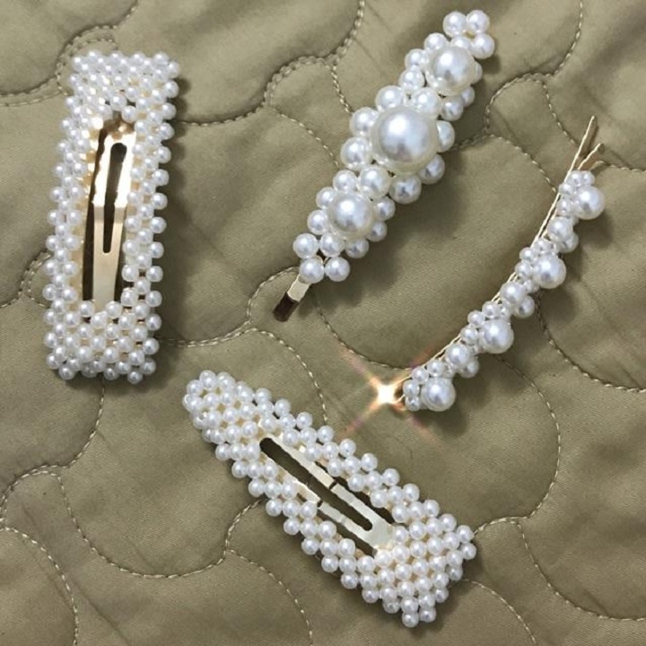 [HCM]Set 4 Kẹp Tóc Đính Ngọc Trai Cực xinh Cực Dễ Thương Cho Các Bạn Nữ