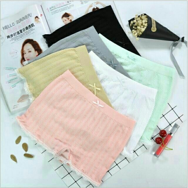 Quần lót đùi nữ cotton dệt gân mặc trong váy