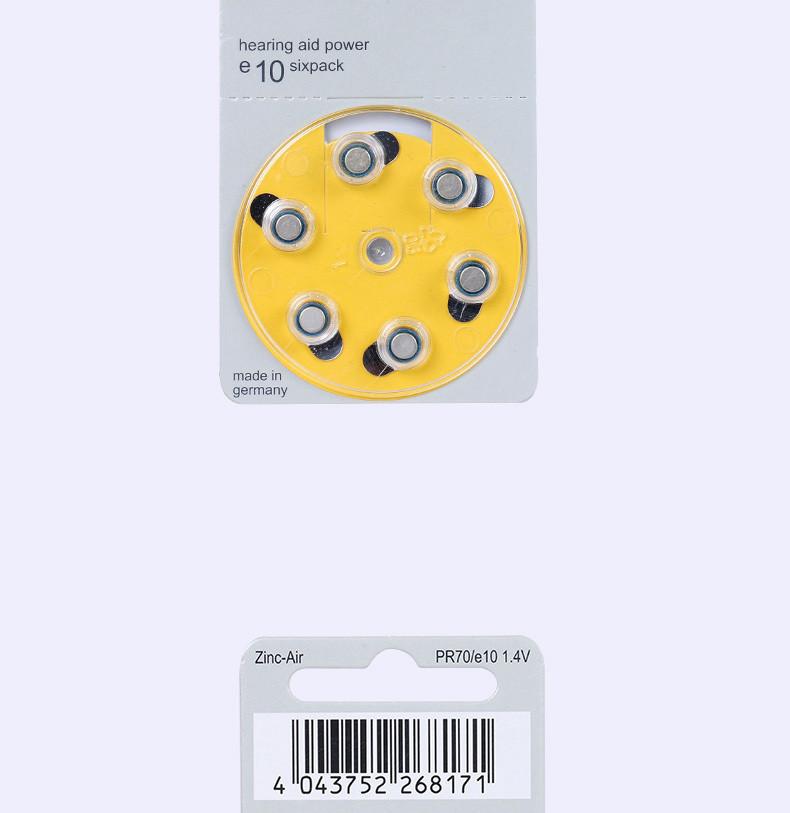 Pin lắp máy trợ thính số 10 vỉ 6 viên dung lượng cao