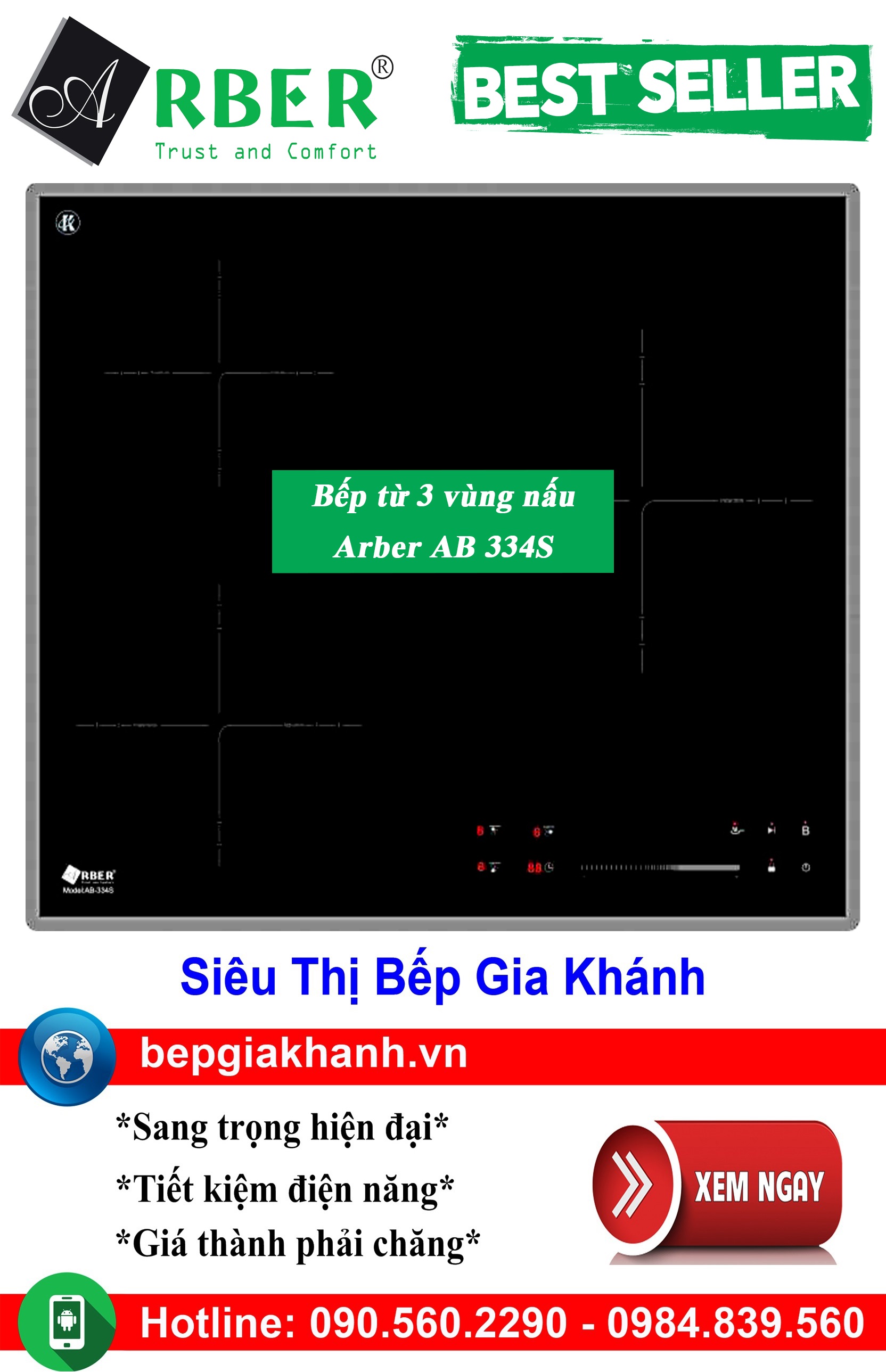 [HCM]Bếp từ 3 vùng nấu Arber AB 334S, bếp từ, bếp điện từ, bếp từ đôi, bếp điện từ đôi, bếp từ giá rẻ, bếp điện từ giá rẻ, bếp từ đơn, bep tu don, bep tu